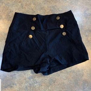 High waisted stretch black shorts